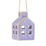 Hanger huisje keramiek - lila - 5.5x3.5x3.5 cm